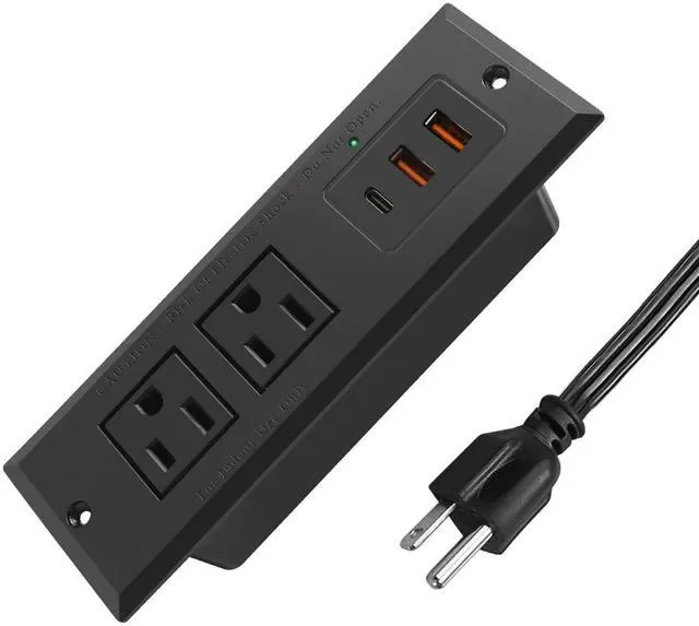 Main image of Recessed Power Strip with 20W USB-C Desktop Charge Station with 3 Fast Charging USB Ports Flush Mount Furniture Outlet for Conference Table Nightstand Cabinet, ETL Certified