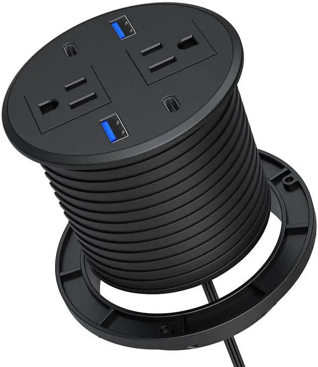 Main image of Recessed Power Grommet with AC Outlets, 3.15inch Desktop Power Grommet Outlet,30W PD Fast Charge for Deskt - Flush-Mount Recessed Power Strip,Home and Workspace Essential Desk Outlet