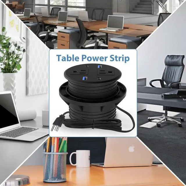 Alt view image 7 of 7 - Recessed Power Grommet with AC Outlets, 3.15inch Desktop Power Grommet Outlet,30W PD Fast Charge for Deskt - Flush-Mount Recessed Power Strip,Home and Workspace Essential Desk Outlet