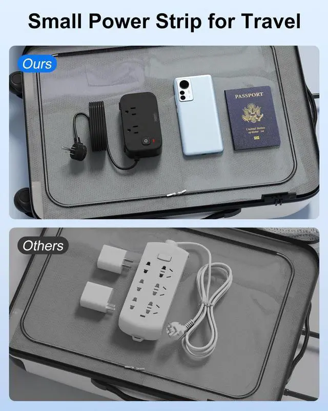 Alt view image 5 of 7 - Power Strip with USB C - 40W Charging Station with 2 Outlets 3 USB C & 2 USB A - Charger for Multiple Devices, 5Ft Flat Plug Extension Cord for Travel Cruise Ship Office Dorm (Black)
