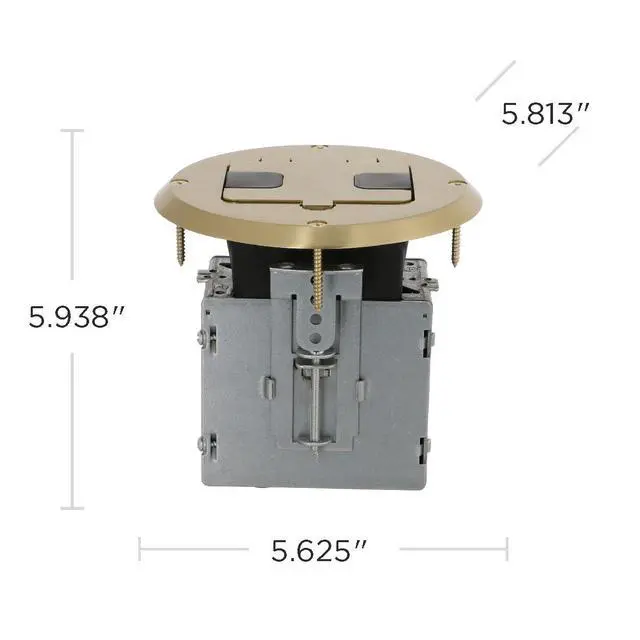 Alt view image 3 of 7 - 6239BP Floor Kit with Recessed Duplex 15A TR Device and Adjustable Steel Box, 1-Gang, Brass