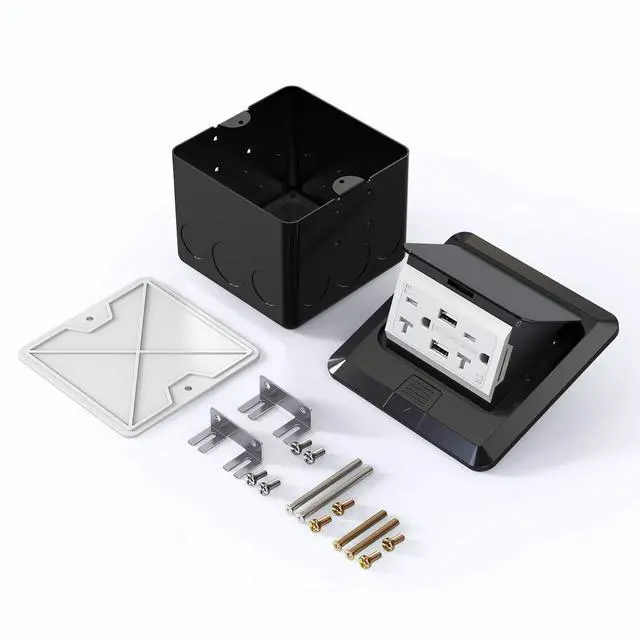 Alt view image 6 of 6 - 4.8A USB Chargers Pop Up Floor Waterproof Electrical Outlet Receptacle Stainless Steel Box,Black