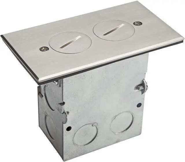 Main image of Screw Cap Cover Floor Box kit, 5 x 2.8 1-Gang, 20A Tamper-Weather Resistant Duplex Receptacle Outlet, Watertight Gasket, Corrosive Resistant, UL Listed, 975506-SS, Stainless Steel