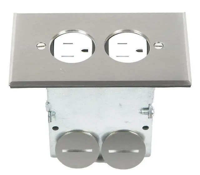 Alt view image 5 of 7 - Screw Cap Cover Floor Box kit, 5 x 2.8 1-Gang, 20A Tamper-Weather Resistant Duplex Receptacle Outlet, Watertight Gasket, Corrosive Resistant, UL Listed, 975506-SS, Stainless Steel