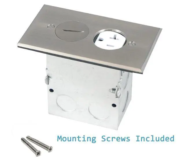Alt view image 7 of 7 - Screw Cap Cover Floor Box kit, 5 x 2.8 1-Gang, 20A Tamper-Weather Resistant Duplex Receptacle Outlet, Watertight Gasket, Corrosive Resistant, UL Listed, 975506-SS, Stainless Steel