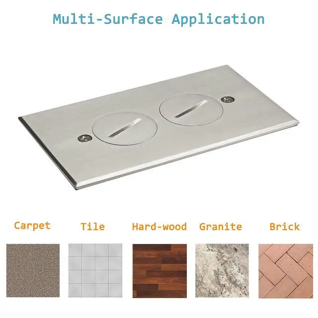 Alt view image 3 of 7 - Screw Cap Cover Floor Box kit, 5 x 2.8 1-Gang, 20A Tamper-Weather Resistant Duplex Receptacle Outlet, Watertight Gasket, Corrosive Resistant, UL Listed, 975506-SS, Stainless Steel