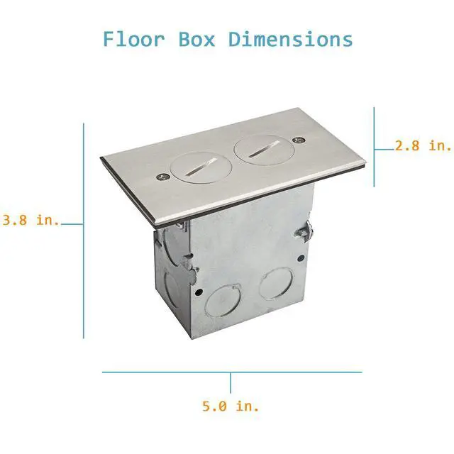 Alt view image 6 of 7 - Screw Cap Cover Floor Box kit, 5 x 2.8 1-Gang, 20A Tamper-Weather Resistant Duplex Receptacle Outlet, Watertight Gasket, Corrosive Resistant, UL Listed, 975506-SS, Stainless Steel