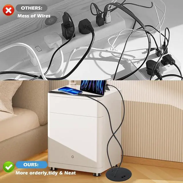 Alt view image 6 of 7 - Recessed Circular Floor Outlet Kit 20 Amp Round Hidden Floor Socket Stainless Steel Waterproof Electrical Outlet Cover Box (4 AC, Black)