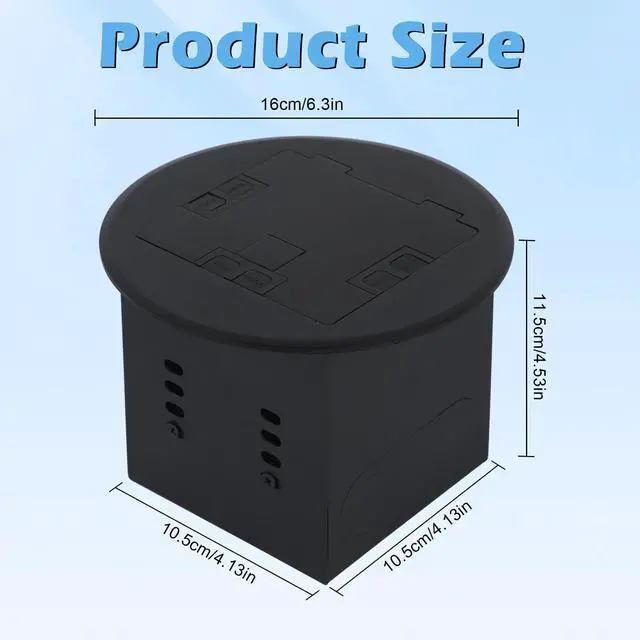 Alt view image 2 of 7 - Recessed Circular Floor Outlet Kit 20 Amp Round Hidden Floor Socket Stainless Steel Waterproof Electrical Outlet Cover Box (4 AC, Black)