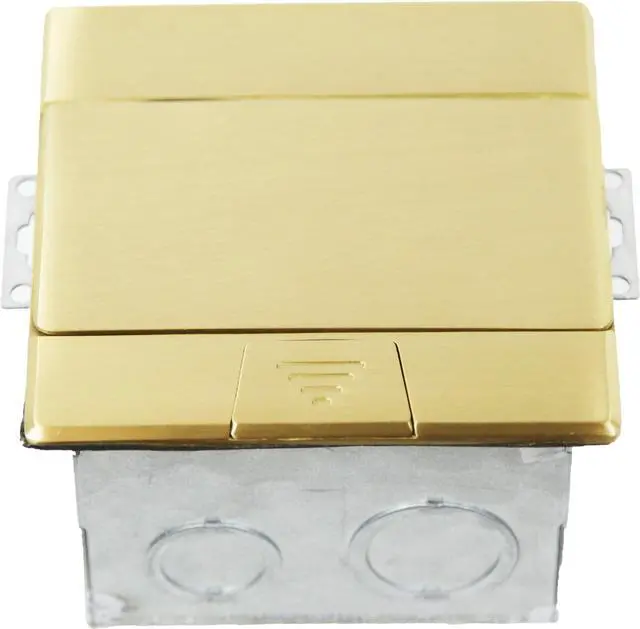 Alt view image 3 of 6 - Square Pop-Up Floor Box Kit, 4.75" x 4.75" Cover, 20A Tamper-Weather Resistant Receptacle Outlet, Watertight Gasket, Corrosive Resistant Hardware, 961241-C, Brass (661241-C)