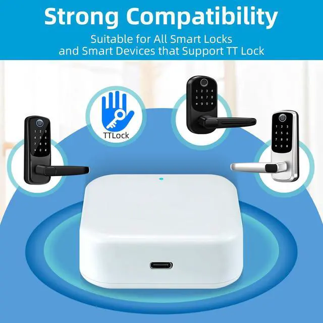 Alt view image 5 of 6 - Smart Lock G2 WiFi Gateway,Keyless Entry Door Lock & TT Lock App Bluetooth Remotely Control, Paired with Smart Door Lock WiFi Gateway Smart Hub Compatible with Alexa Voice Control