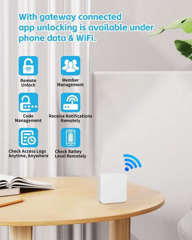Alt view image 2 of 7 - Bluetooth Gateway for Smart Door Lock, WiFi Gateway for Smart Life, Tuya/SmartLife App to Remotely Control, Voice Control Compatible with Alexa & Google Assistant,Only Support 2.4G WiFi