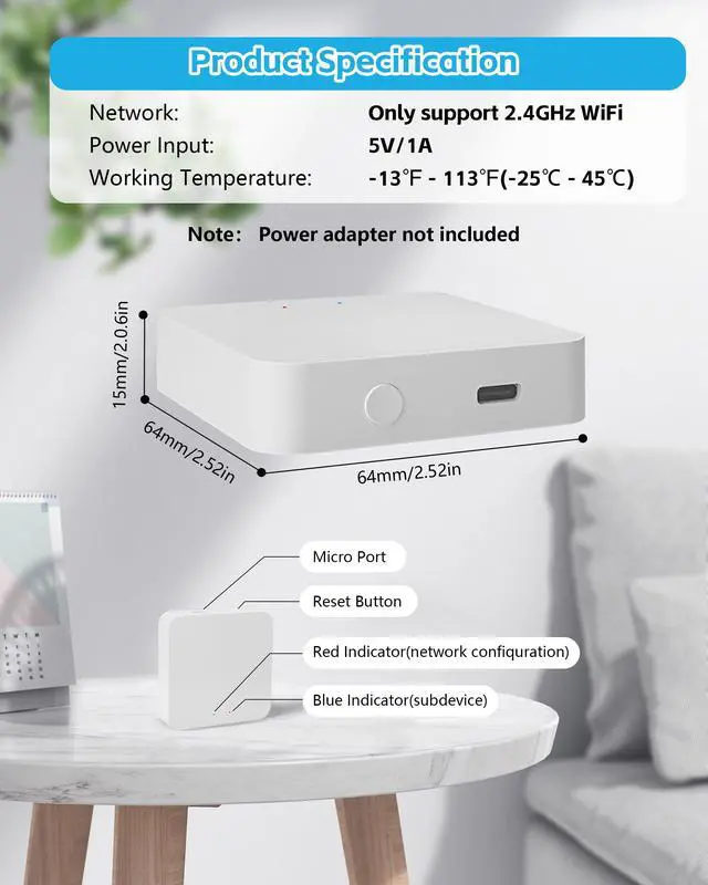 Alt view image 5 of 7 - Bluetooth Gateway for Smart Door Lock, WiFi Gateway for Smart Life, Tuya/SmartLife App to Remotely Control, Voice Control Compatible with Alexa & Google Assistant,Only Support 2.4G WiFi