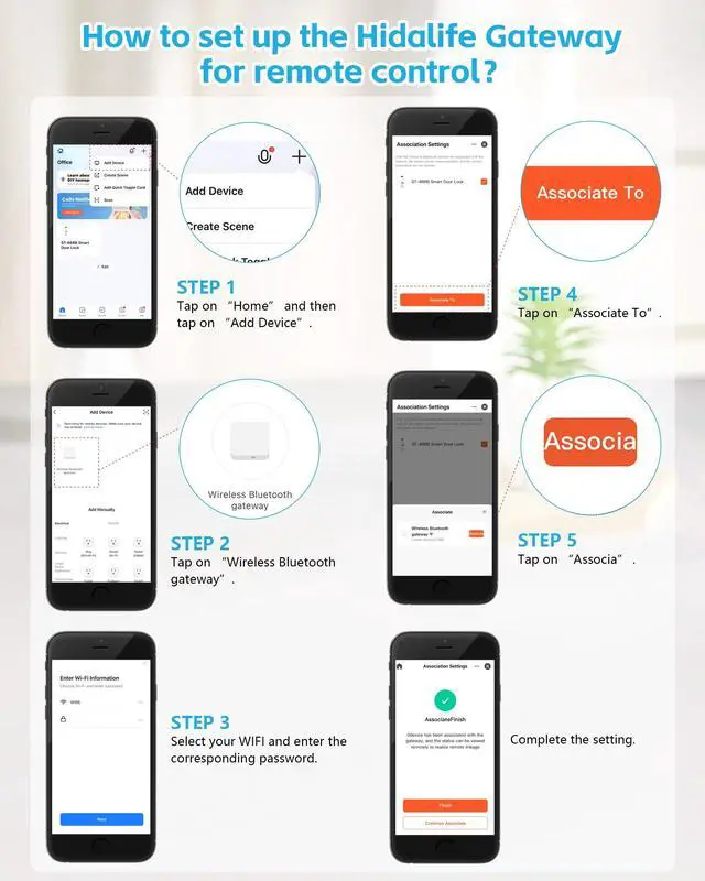 Alt view image 6 of 7 - Bluetooth Gateway for Smart Door Lock, WiFi Gateway for Smart Life, Tuya/SmartLife App to Remotely Control, Voice Control Compatible with Alexa & Google Assistant,Only Support 2.4G WiFi