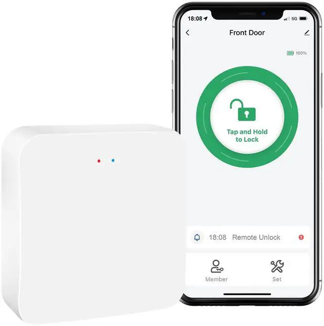 Main image of WiFi Gateway for YR01 YR05 Smart Lock with Handle,Compatible with Nice Digi App, Remotely Control Keyless Entry Door Lock,Compatible with Alexa to Voice Control Smart Door Lock