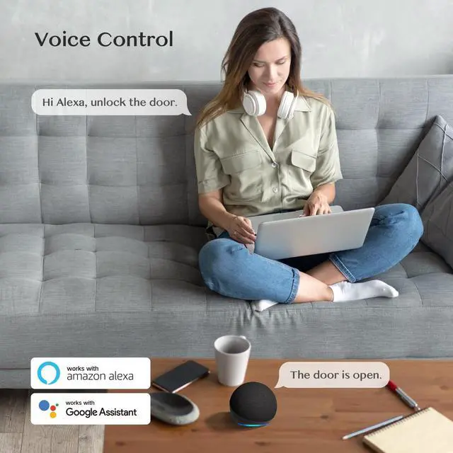 Alt view image 5 of 6 - WiFi Gateway for YR01 YR05 Smart Lock with Handle,Compatible with Nice Digi App, Remotely Control Keyless Entry Door Lock,Compatible with Alexa to Voice Control Smart Door Lock