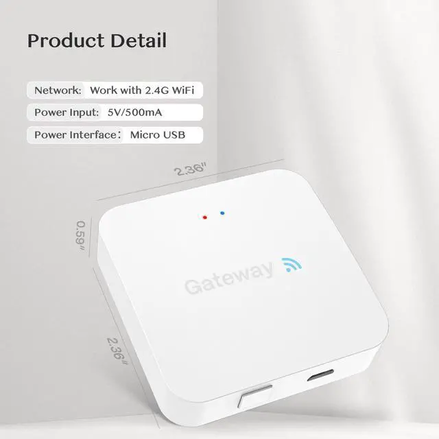 Alt view image 6 of 6 - WiFi Gateway for YR01 YR05 Smart Lock with Handle,Compatible with Nice Digi App, Remotely Control Keyless Entry Door Lock,Compatible with Alexa to Voice Control Smart Door Lock