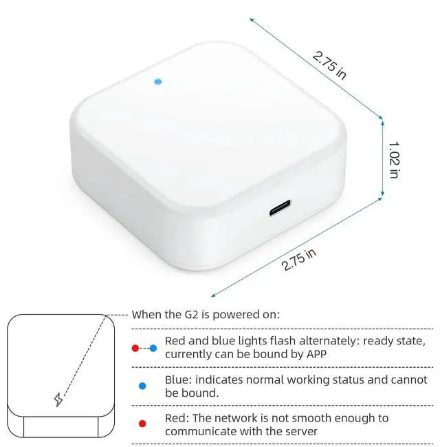 Alt view image 2 of 7 - G2 Gateway for TT/DD Lock App, Gateway for Smart Door Lock with Remote Control, Only Work 2.4G Wi-Fi, Compatible with Alexa Voice Control