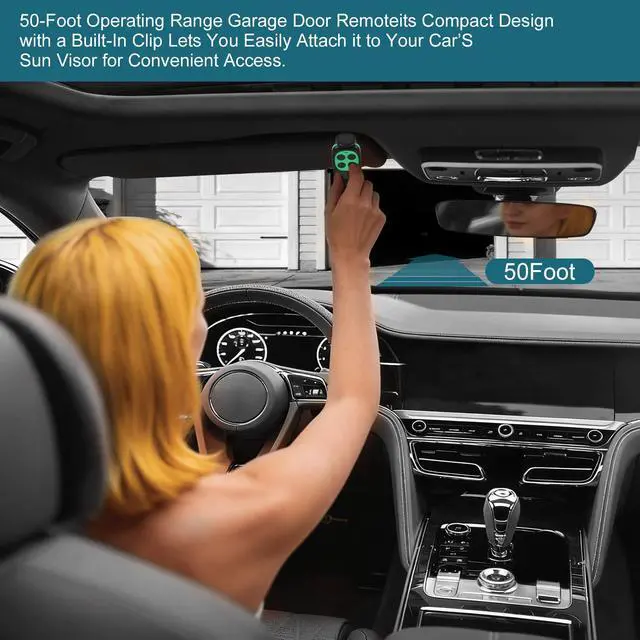 Alt view image 6 of 7 - Garage Door Remote Universal Cloning Homelink Programmable Learning Remote 4-Button Multi Frequency 280MHZ-868MHZ with Clips (Green)