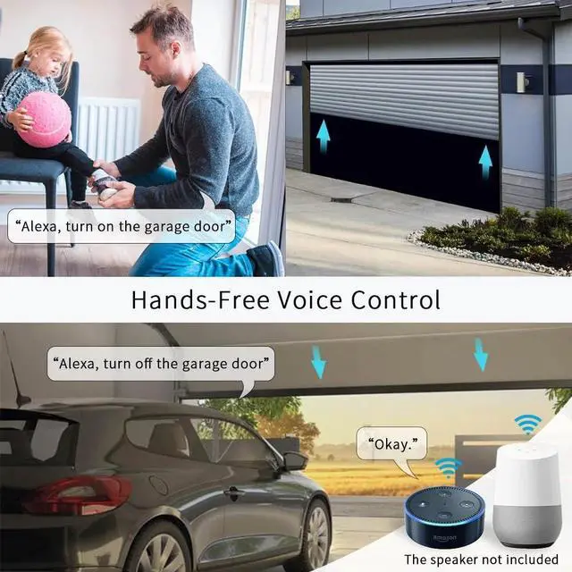 Alt view image 5 of 7 - Smart Garage Door Opener Compatible with Alexa, Google Assistant & Smart Life App Universal WiFi Garage Door Controller Remote Control, Voice Control, Real-Time Notifications (US Plug)