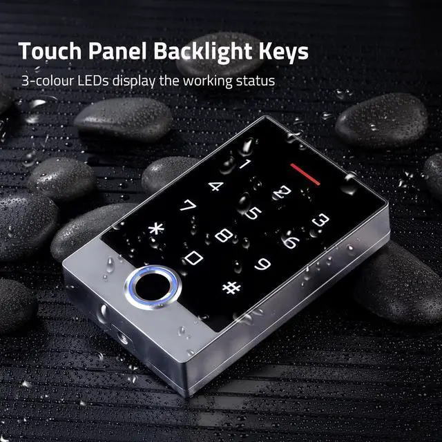 Alt view image 3 of 7 - Wireless WiFi TUYA Access Control System, Fingerprint Password Stand-Alone Door Access Control Keypad with ID Keyfob, WG26/34 EM Card Reader Access Controller, Full Metal Weatherproof, Backlight