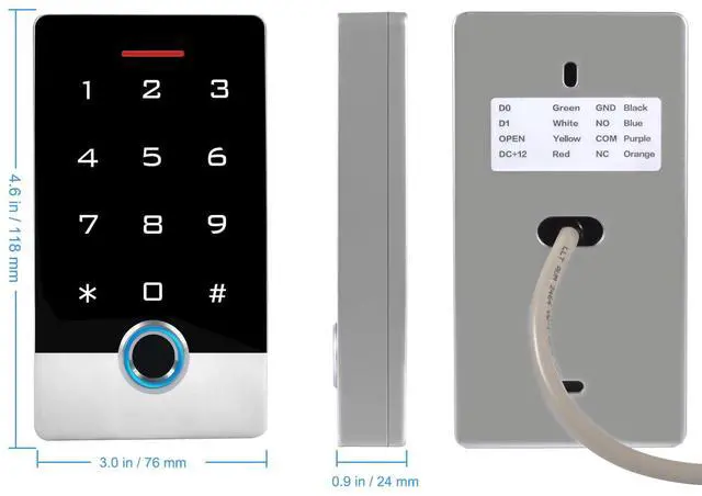 Alt view image 6 of 7 - Wireless WiFi TUYA Access Control System, Fingerprint Password Stand-Alone Door Access Control Keypad with ID Keyfob, WG26/34 EM Card Reader Access Controller, Full Metal Weatherproof, Backlight