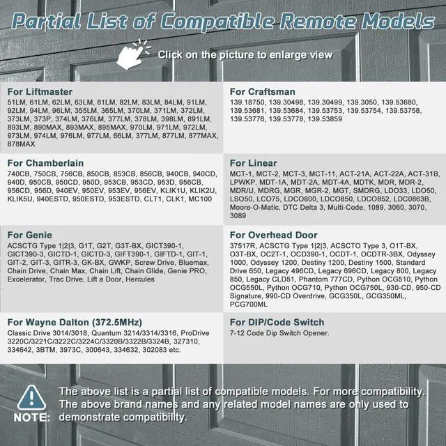 Alt view image 3 of 7 - Universal Garage Door Opener Wireless Keyless Keypad for LiftMaster Chamberlain Genie Craftsman Linear Wayne Dalton Openers Produced, Metal Case Keyless Garage Door Access System (Rectangular)