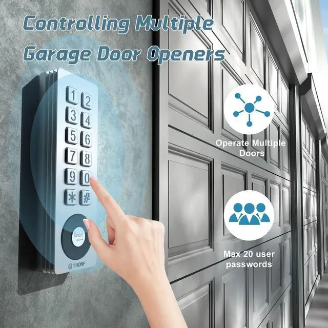 Alt view image 7 of 7 - Universal Garage Door Opener Wireless Keyless Keypad for LiftMaster Chamberlain Genie Craftsman Linear Wayne Dalton Openers Produced, Metal Case Keyless Garage Door Access System (Rectangular)