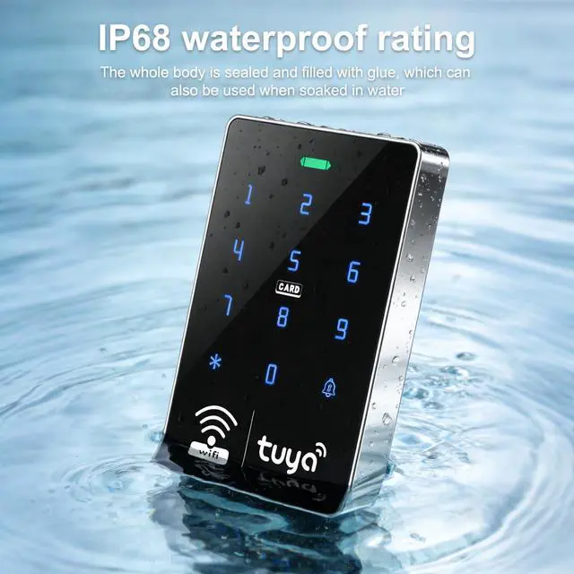 Alt view image 6 of 7 - Wireless WiFi Access Control Keypad, Waterproof Independent access control system, EM card reader, WG26/34, backlit RFID door lock, TUYA security access controller for garage doors, gate opener