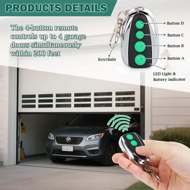 Alt view image 3 of 7 - 4 PCS M12 Gate Remote Control Transmitter 433.92 MHz Garage Door Remote for Automatic Swing Sliding Gate Opener Compatible with Lockmaster Topens (Alkaline 27A Dry Battery)