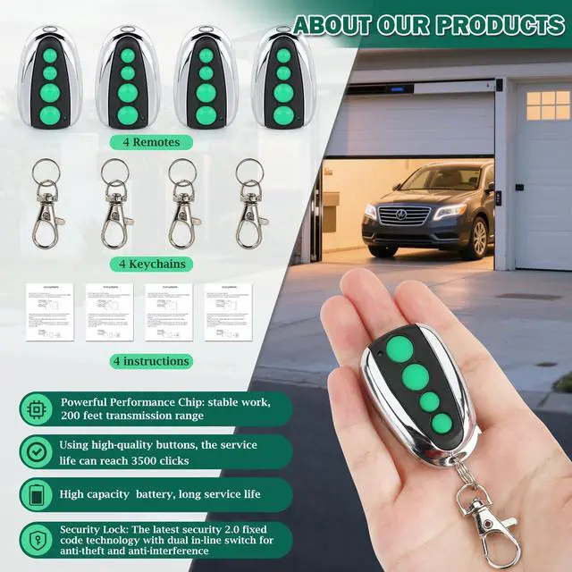 Alt view image 5 of 7 - 4 PCS M12 Gate Remote Control Transmitter 433.92 MHz Garage Door Remote for Automatic Swing Sliding Gate Opener Compatible with Lockmaster Topens (Alkaline 27A Dry Battery)