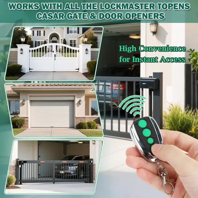 Alt view image 4 of 7 - 4 PCS M12 Gate Remote Control Transmitter 433.92 MHz Garage Door Remote for Automatic Swing Sliding Gate Opener Compatible with Lockmaster Topens (Alkaline 27A Dry Battery)