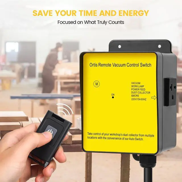 Alt view image 2 of 7 - Dust Collector Remote Switch, 220V Wireless Remote Switch for Dust Collector, 328FT Wireless Range (Battery Included), Heavy Duty Design, Save Your Time and Energy, Enhance Your Work Safety