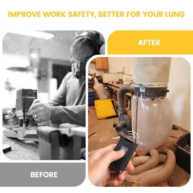 Alt view image 3 of 7 - Dust Collector Remote Switch, 220V Wireless Remote Switch for Dust Collector, 328FT Wireless Range (Battery Included), Heavy Duty Design, Save Your Time and Energy, Enhance Your Work Safety