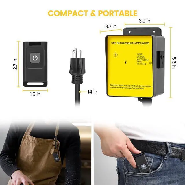Alt view image 7 of 7 - Dust Collector Remote Switch, 220V Wireless Remote Switch for Dust Collector, 328FT Wireless Range (Battery Included), Heavy Duty Design, Save Your Time and Energy, Enhance Your Work Safety