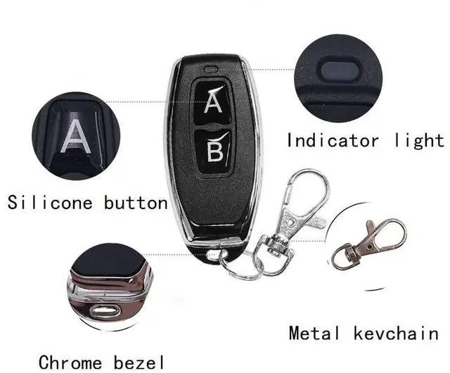 Alt view image 3 of 5 - 433MHz 2-Button Remote 3-Pack - EV1527 Fixed Code, Momentary/Latching/Toggle, for QIACHIP Receivers, Non-Clonable
