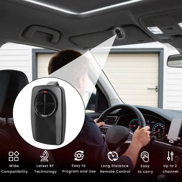 Alt view image 4 of 7 - 380UT 375UT Universal Garage Door Opener Remote Compatible with Chamberlain Liftmaster Linear Genie Wayne Garage Door Opener Remote 2-Button Black-2pcs