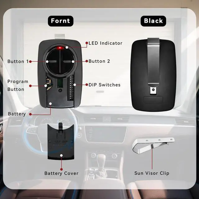 Alt view image 7 of 7 - 380UT 375UT Universal Garage Door Opener Remote Compatible with Chamberlain Liftmaster Linear Genie Wayne Garage Door Opener Remote 2-Button Black-2pcs