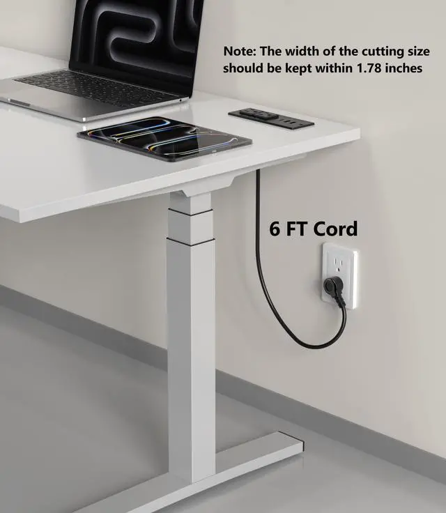 Alt view image 2 of 6 - Recessed Power Strip Fast Charging Station 2 PD 65W USB C, Flush Mount Countertop Drawer Outlet, Furniture Hidden Charging Station for Side Table, End Table,2 AC Outlets (Black, 6 FT Cable)