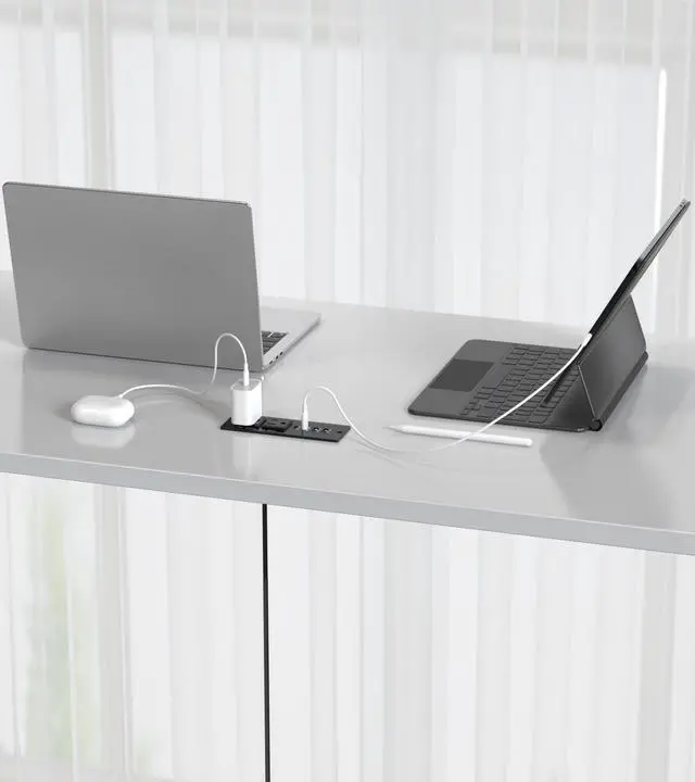 Alt view image 6 of 6 - 65W USB C Recessed Power Strip, Recessed Outlet with 4 USB Ports, Flush Mount Furniture Hidden Drawer Fast Charging Station for Home Office-6FT