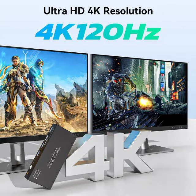 Alt view image 5 of 7 - 4K@120Hz KVM Switch 2 Monitors 2 Computers 8K@60Hz HDMI KVM Switch Share Dual Monitor and 4 USB Devices Support Extended/Copy Mode with USB 3.0 Cables and Extended Controller