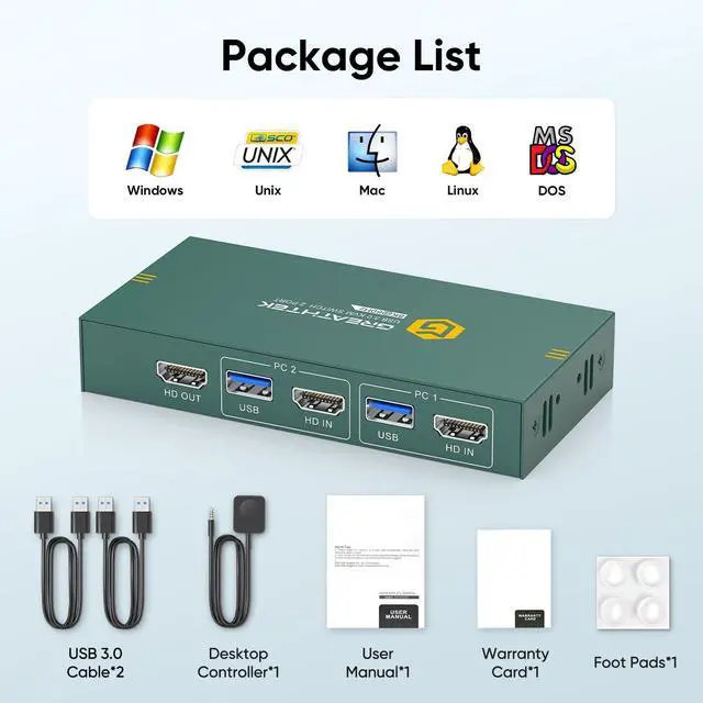 Alt view image 6 of 7 - 8K HDMI KVM Switch 2 Computers 1 Monitor,USB3.0 8K@60HZ 2 Port kvm Switcher for 2 PC/Laptop to Share Keyboard&Mouse,Remoto Control,EDID Supported