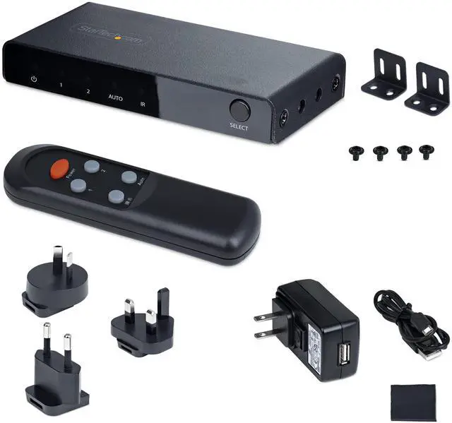 Alt view image 6 of 6 - 2-Port 8K HDMI Switch, HDMI 2.1 Switcher 4K 120Hz/8K 60Hz UHD, HDR10+, HDMI Switch 2 in 1 Out, Auto/Manual Source Switching, Power Adapter and Remote Included (2PORT-HDMI-SWITCH-8K)