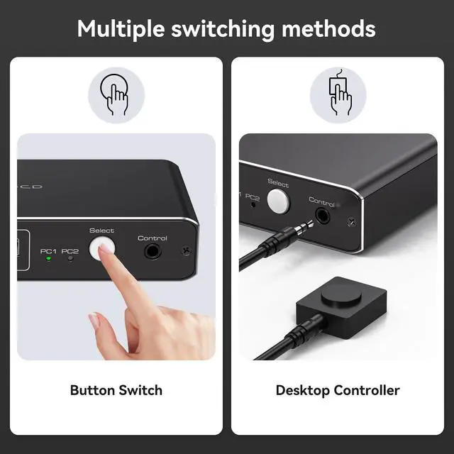 Alt view image 6 of 7 - KVM Switch 1 Monitors 2 Computers 4K@60Hz USB C HDMI KVM Switch 2 Port for 1 Laptop 1 Desktop Share 1 Monitor Keyboard Mouse Hard Drives Printer Support 100W Charging for Laptop
