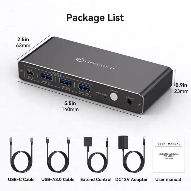 Alt view image 7 of 7 - KVM Switch 1 Monitors 2 Computers 4K@60Hz USB C HDMI KVM Switch 2 Port for 1 Laptop 1 Desktop Share 1 Monitor Keyboard Mouse Hard Drives Printer Support 100W Charging for Laptop