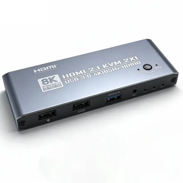 Alt view image 5 of 6 - HDMI KVM Switch 4K@165Hz USB 3.0 8K KVM Switcher with IR Remote Control HDMI 2.1 HDCP 2.3 2-in-1 HDMI Switches for Home Office Gaming
