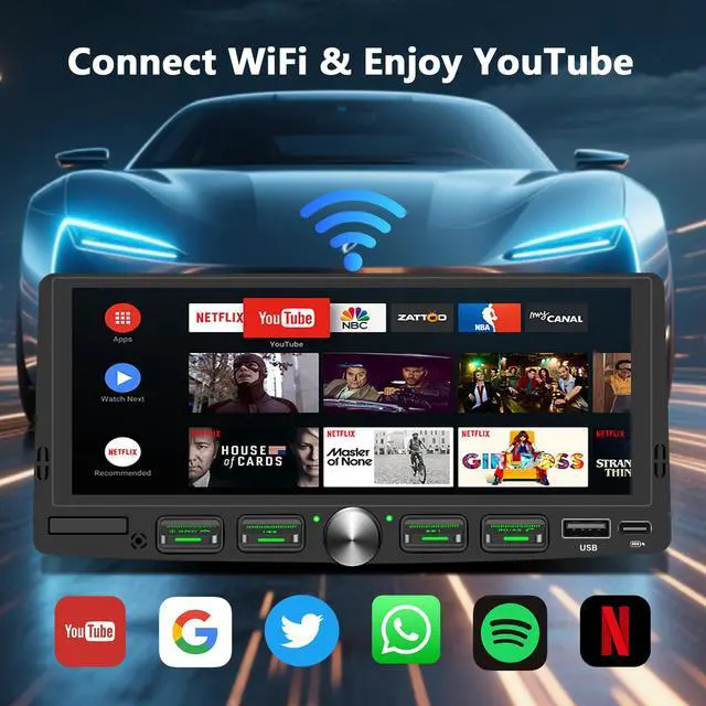 Alt view image 5 of 7 - Single Din Touchscreen Radio with Wireless Apple CarPlay & Android Auto, 6.9" IPS Car Stereo with Bluetooth, Mirror Link, FM/AM,EQ, USB/Type-C, SWC, HD Backup Camera, Microphone for Car Audio Upgrade