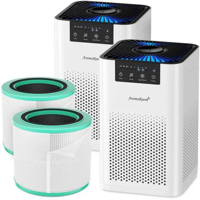 Main image of Air Purifiers for Bedroom, AromaRoom Air Purifier Filter Replacement - 2-Pack True HEPA H13 with Coconut Shell Carbon Filters, Compatible with AP100/AP102, Effectively Eliminates Smoke