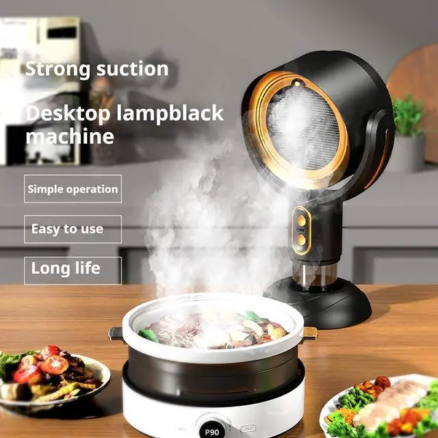 Alt view image 6 of 7 - PuffHide Purifier for Smoking Indoors, Portable Exhaust Fan, Rechargeable Adjustable Angle Range Hood, for Smoking Indoors for Kitchens, Indoor BBQ, (Gold)