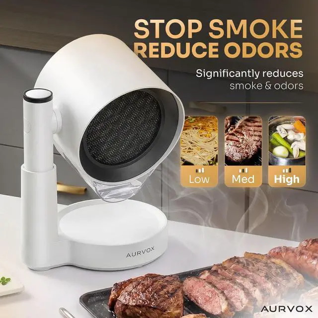 Alt view image 2 of 7 - Portable Range Hood Ductless Kitchen Exhaust Fan, 3-Speed Desktop Exhaust Fan with Adjustable Height, Low-Noise Smoke Control for Apartments, Indoor BBQ, RV & Dorm